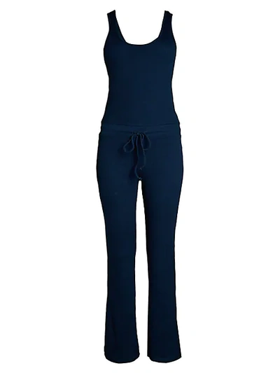 Shop Monrow Rib-knit Tank Jumpsuit In Blue