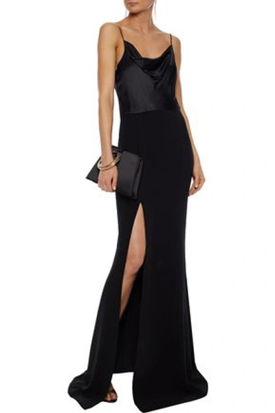 Shop Cinq À Sept Ana Silk Charmeuse-paneled Crepe Gown In Black