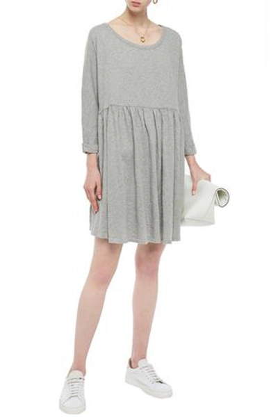 Shop American Vintage Bysapick Gathered Mélange Cotton-jersey Mini Dress In Stone