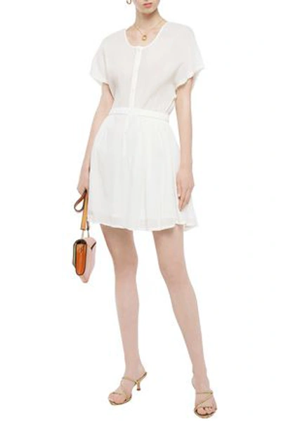 Shop American Vintage Ybanut Frayed Cotton-gauze Mini Dress In Ivory