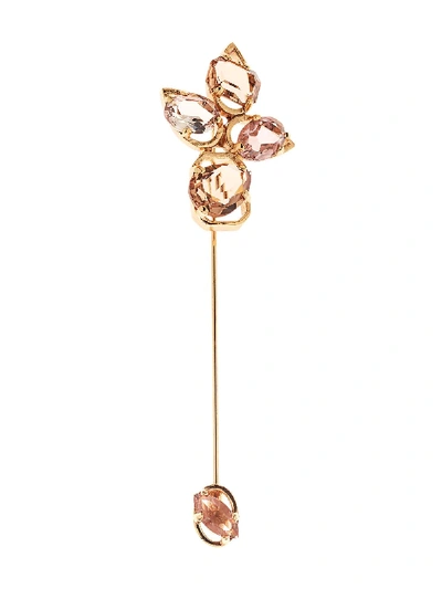 Shop Oscar De La Renta 24kt Gold-plated Crystal Brooch
