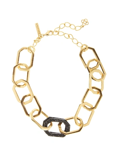 Shop Oscar De La Renta Octagon Chain-link Necklace In Gold