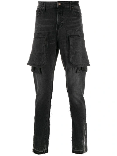 Shop Val Kristopher Multi-pocket Slim-fit Jeans In Black