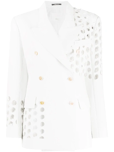 Shop Maison Margiela Punch Hole Blazer In White