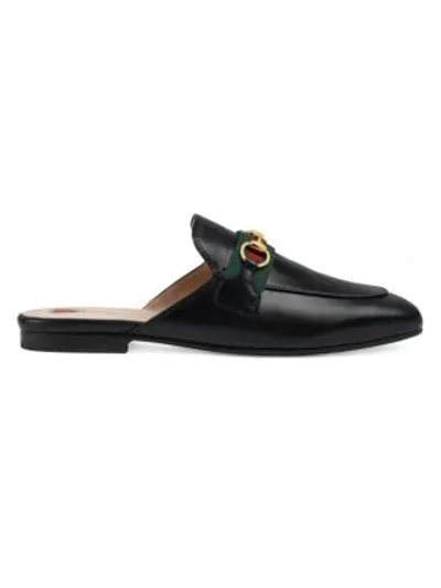Shop Gucci Women's Princetown Leather Slippers In Nero