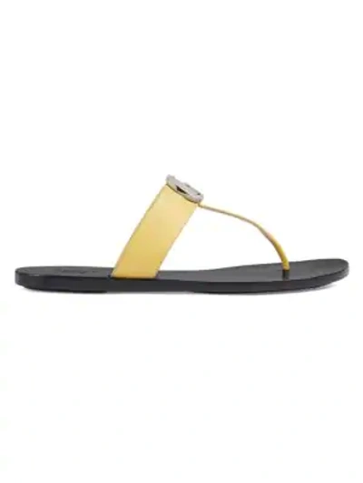 Shop Gucci Women's Women's Leather Thong Sandals With Double G In Banana