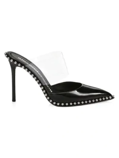 Shop Alexander Wang Rina Studded Pvc & Patent Leather Mules In Black