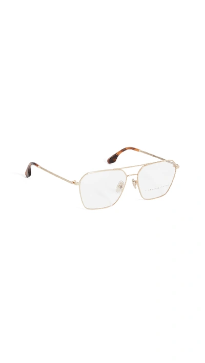 Shop Victoria Beckham Angular Aviator Glasses In Gold