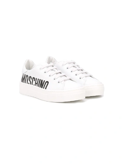 Shop Moschino Teen Logo Low-top Sneakers In White