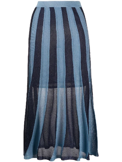 Shop Sandro Damon Knitted Skirt In Blue