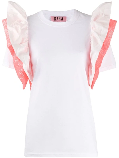 Shop Gina Ruffle Sleeve T-shirt In White