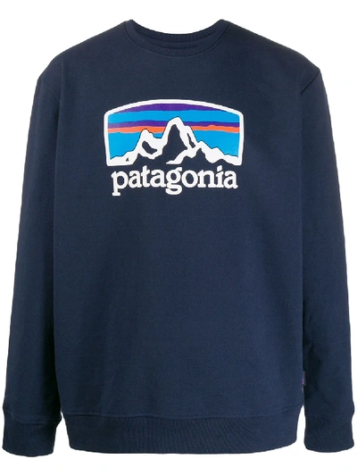 Shop Patagonia Logo Print Sweatshirt In Blue