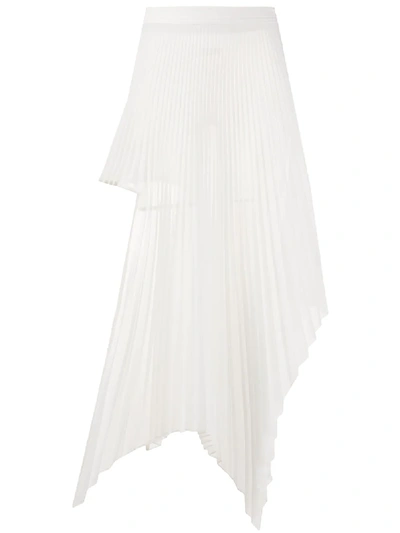 Shop Peter Do Asymmetric Pleated Skirt In White