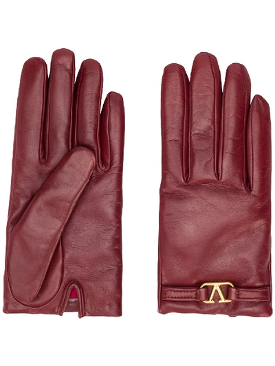 Shop Valentino Vlogo Gloves In Red