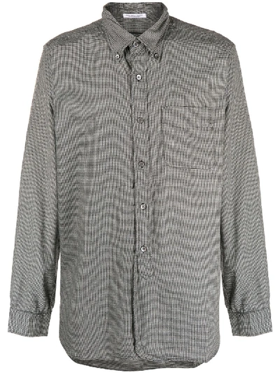 Shop Engineered Garments Long Sleeved Houndstooth Shirt In Grey