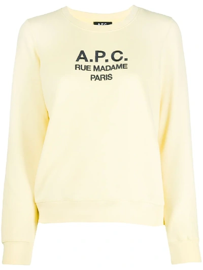 Shop Apc Embroidered Logo Sweatshirt In Yellow