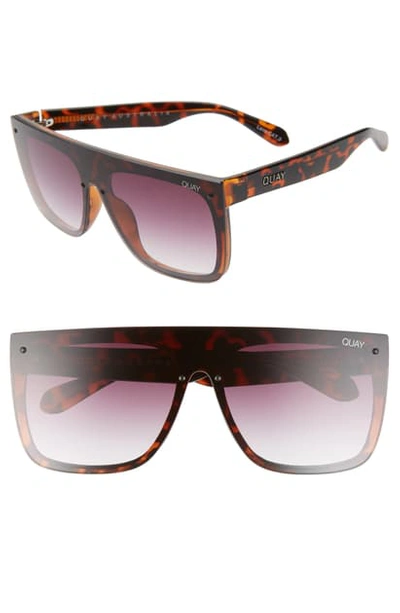 Shop Quay Jaded 146mm Flat Top Sunglasses In Tortoise/ Purple Fade