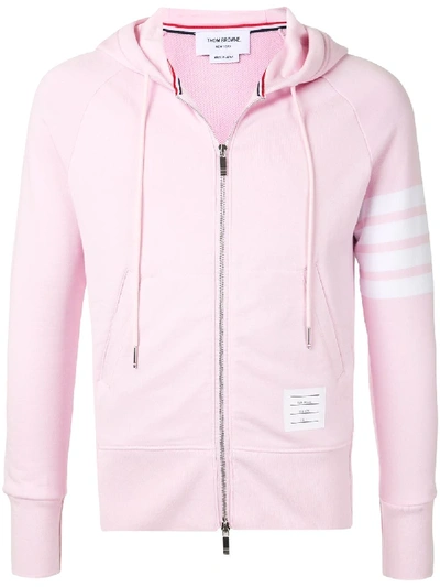 Shop Thom Browne 4-bar Loopback Zip-up Hoodie In Pink