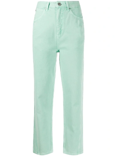 Shop Sandro Straight-leg Cropped Jeans In Green