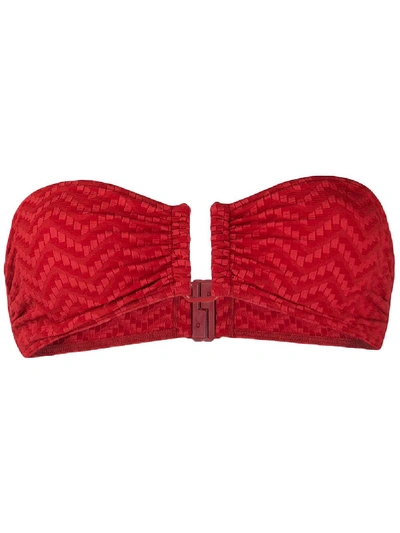 Shop Eres Duffle Woven-jacquard Bikini Top In Red