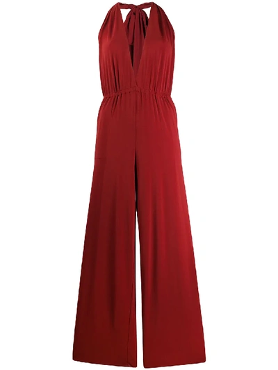 Shop Eres Halterneck Wide-leg Jumpsuit In Brown