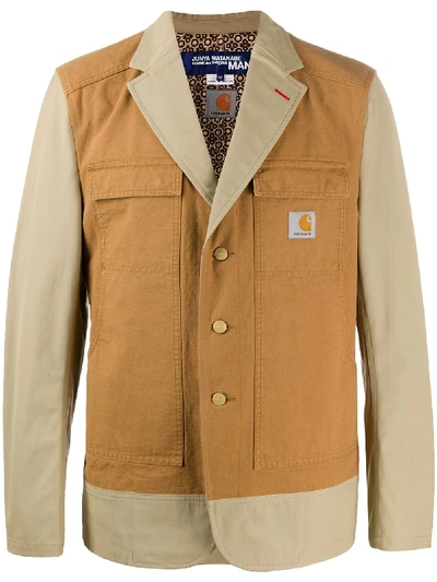 Shop Junya Watanabe X Carhartt Contrast-panel Jacket In Brown