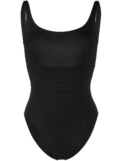 Shop Eres Stitched Panel Swimsuit In Black