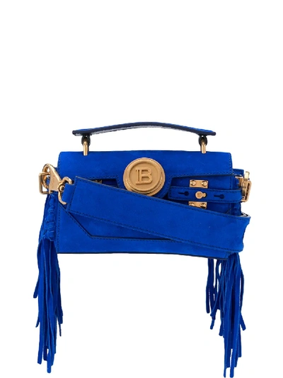 Shop Balmain B-buzz 19 Baguette Tote Bag In Blue