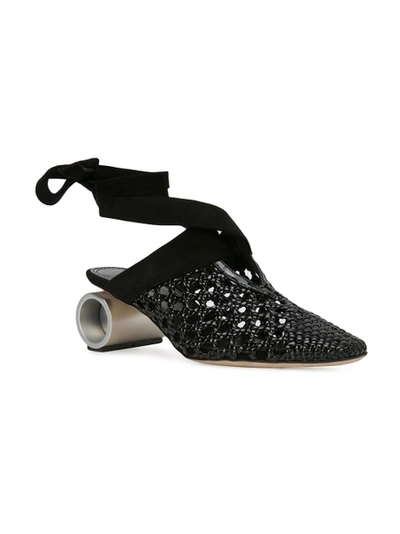 Shop Jw Anderson Lace Up Woven Cylinder Heel Mule