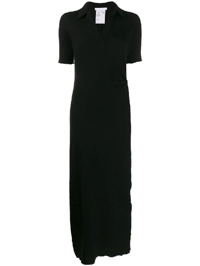Shop Helmut Lang Ribbed Mid-length Dress In Black