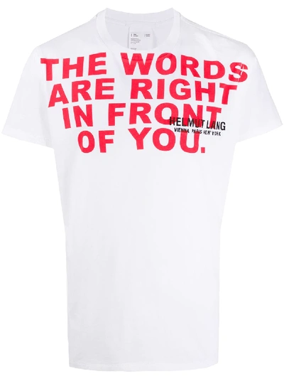 Shop Helmut Lang Words Print Short Sleeve T-shirt In White