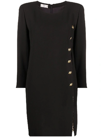 Pre-owned Valentino Slit Detail Mini Dress In Black