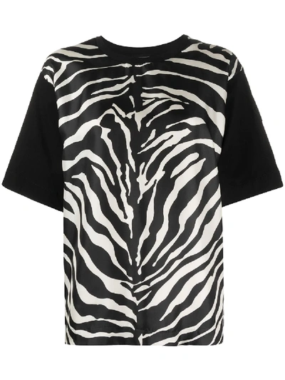 Shop Moncler Zebra-print Panelled T-shirt In Black