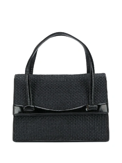 Pre-owned Gucci 1950s Woven Tote In Black
