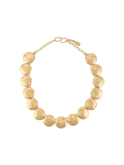 Pre-owned Saint Laurent Hammered Link Necklace In Gold