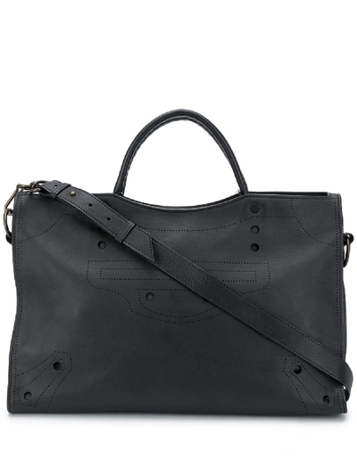 Pre-owned Balenciaga Punch Hole Detail Tote Bag In Black