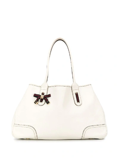 Pre-owned Gucci Web Bow Shoulder Bag In White