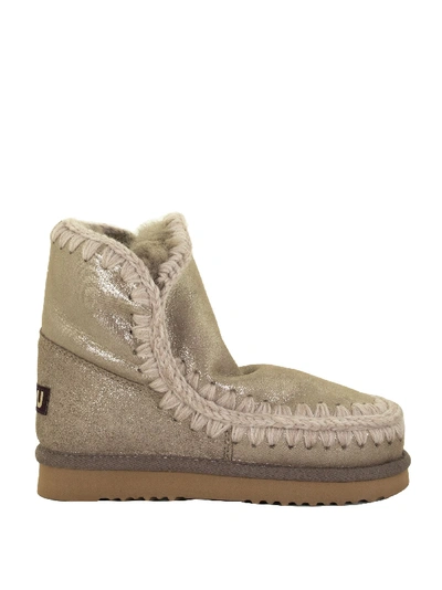 Shop Mou Boots In Microglitter Elephant Grey