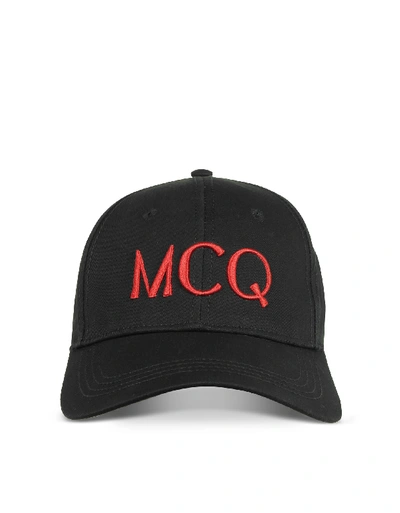 Shop Mcq By Alexander Mcqueen Black Cotton Logo Baseball Cap In 1008 Black-red