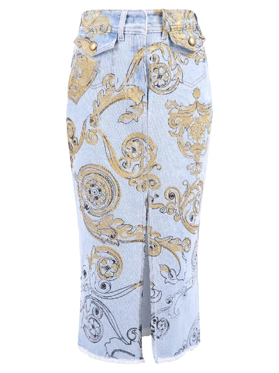 Shop Versace Jeans Couture Printed Skirt In Blue