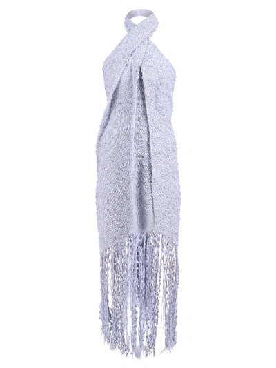 Shop Jacquemus Fringed Dress In Blue