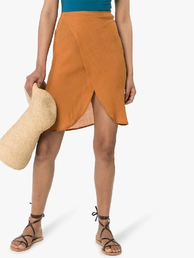 Shop Anemone Orange Femme High Waist Wrap Skirt
