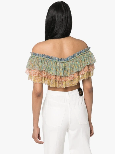 Shop Zimmermann Carnaby Cropped Blouse In Blue