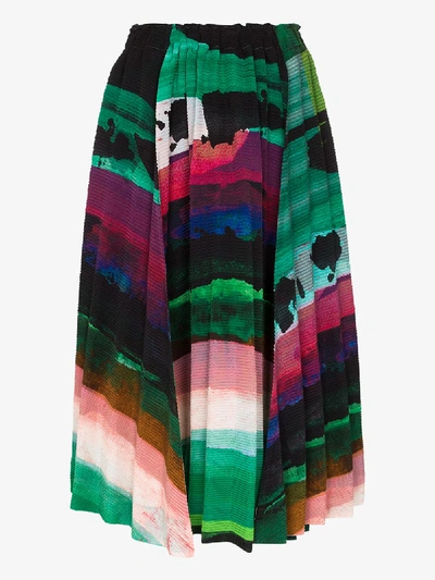 Shop Issey Miyake Printed Plissé Midi Skirt In Green