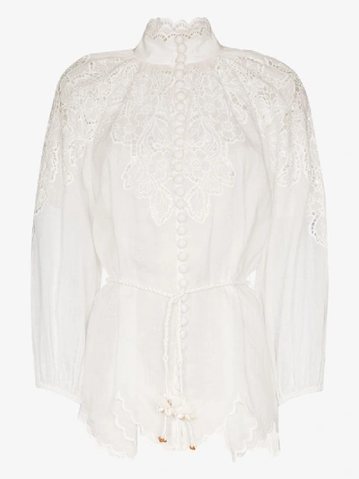 Shop Zimmermann Carnaby Broderie Anglaise Blouse In White