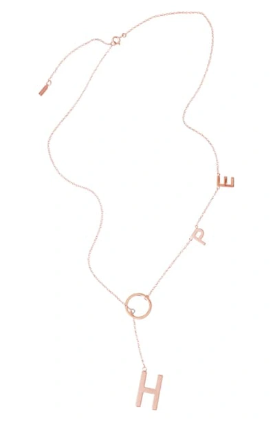 Shop Adornia Hope Lariat Necklace In Rose Gold