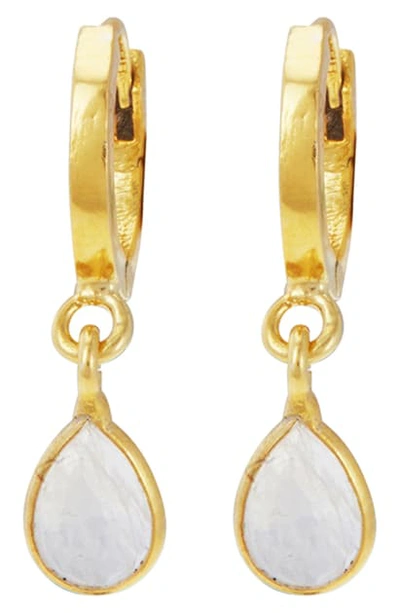 Shop Adornia Moonstone Huggie Earrings In Gold Moonstone