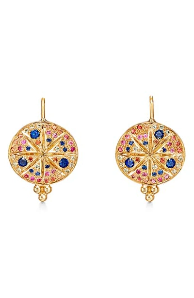 Shop Temple St Clair Sorcerer Sapphire Drop Earrings In Yellow Gold