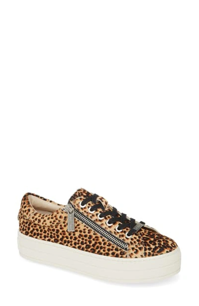 Shop Jslides Harling Genuine Calf Hair Platform Sneaker In Leopard Calf Hair