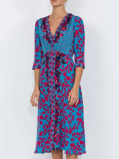 Shop Saloni Multi-print Dress Blue